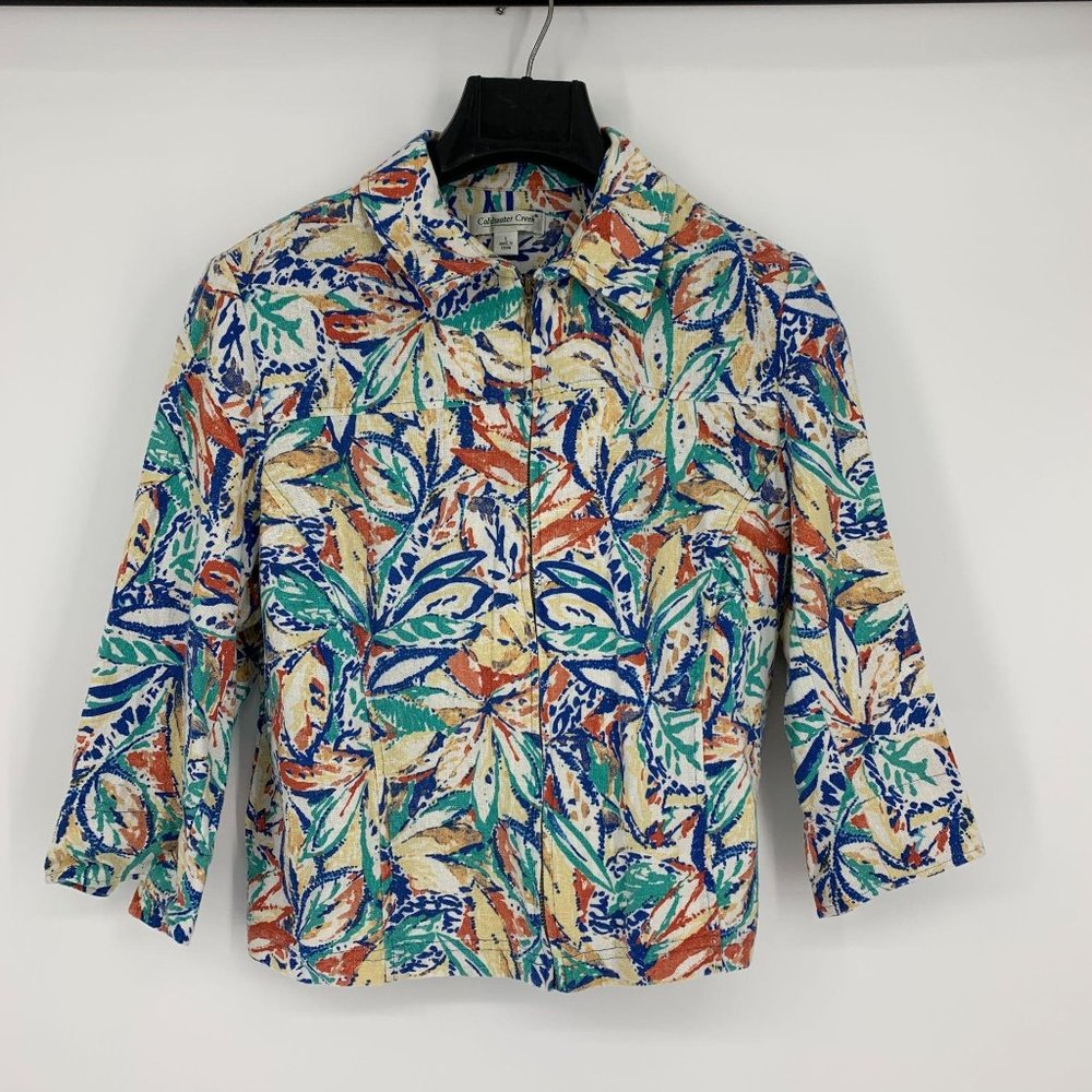 Coldwater Creek Colorful Zip Up Blazer Large